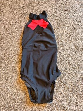 Five Dancewear Black Leotard Red Accent